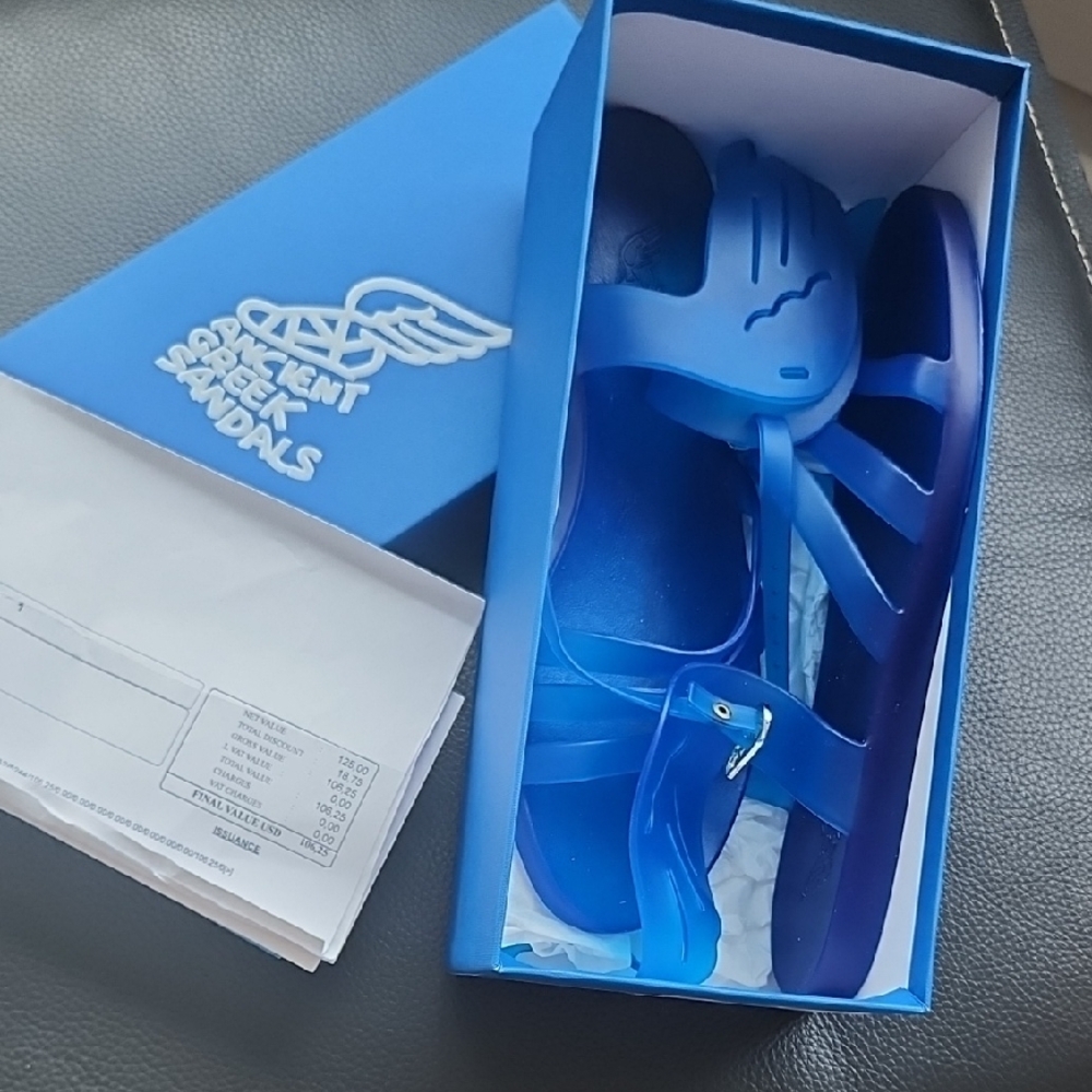 Ancient Greek Sandals Blue VR Headset with Sleek Design